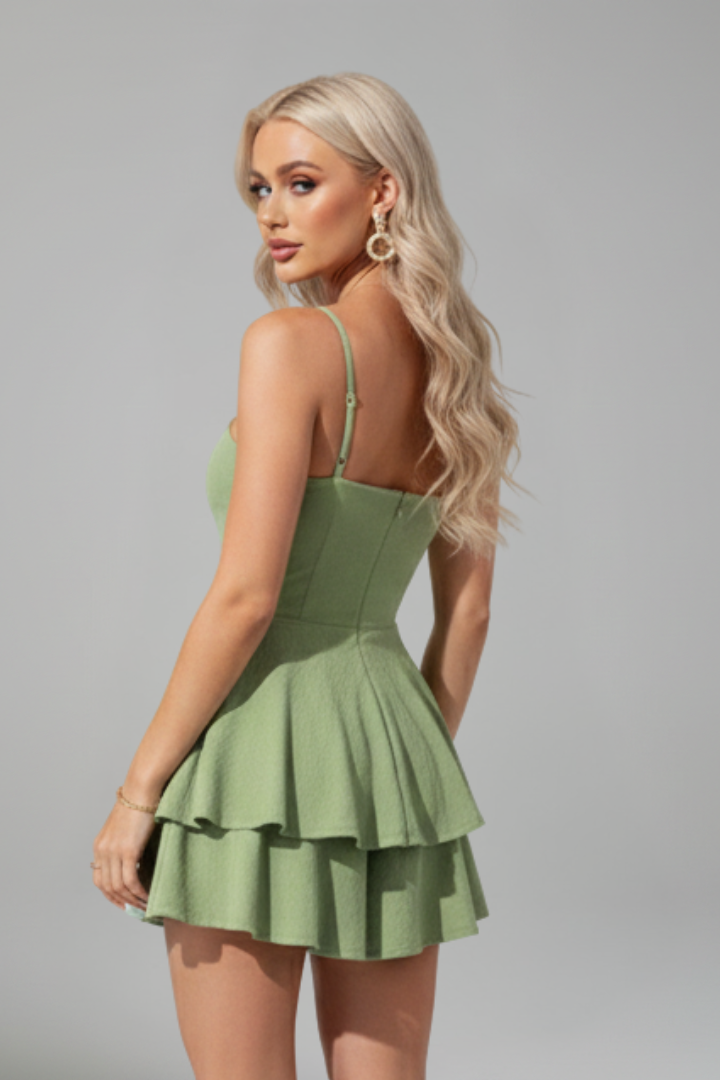 Women's Spaghetti Strap Flared Skirt Mini Dress