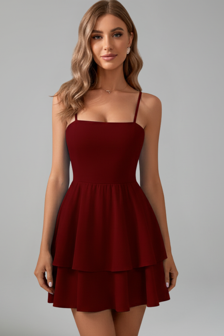 Women's Spaghetti Strap Flared Skirt Mini Dress