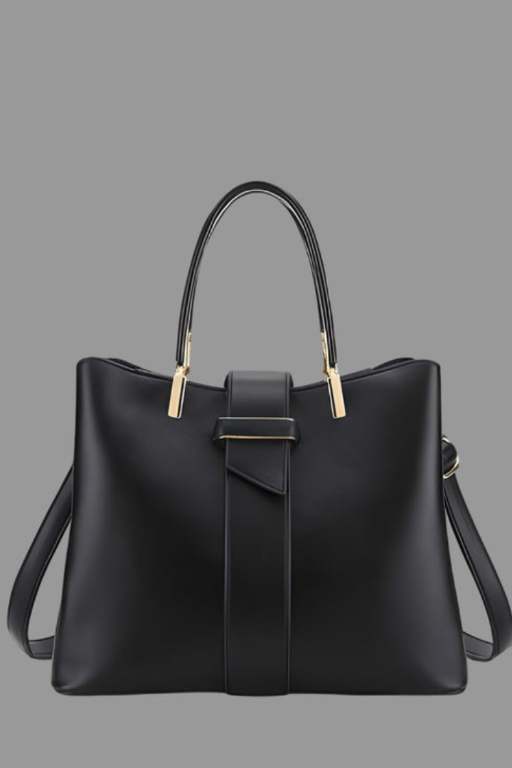 Women's Structured Shoulder Bag with Handles and Strap