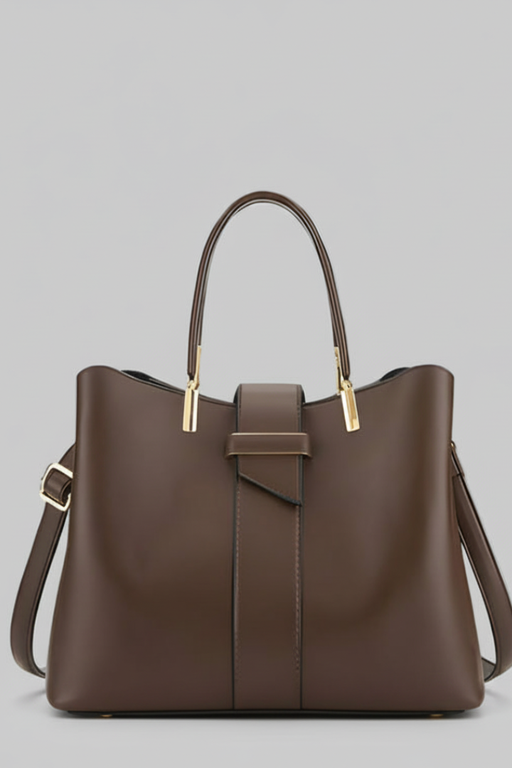 Women's Structured Shoulder Bag with Handles and Strap