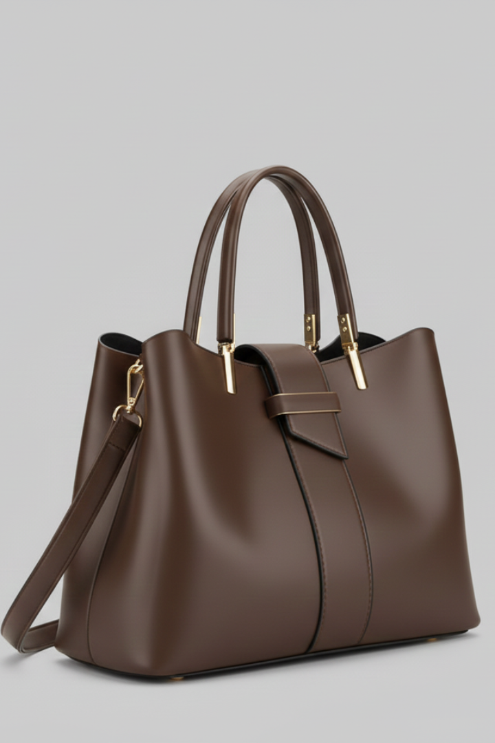 Women's Structured Shoulder Bag with Handles and Strap