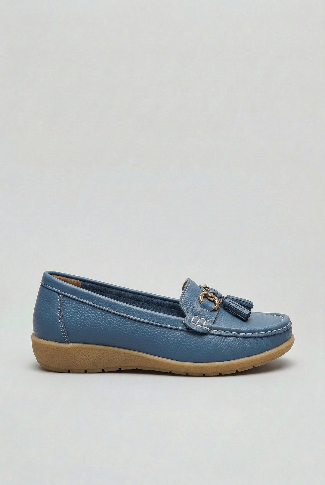 Dame loafers med kvast, moccasin-snit og lav kontrastfarvet sål