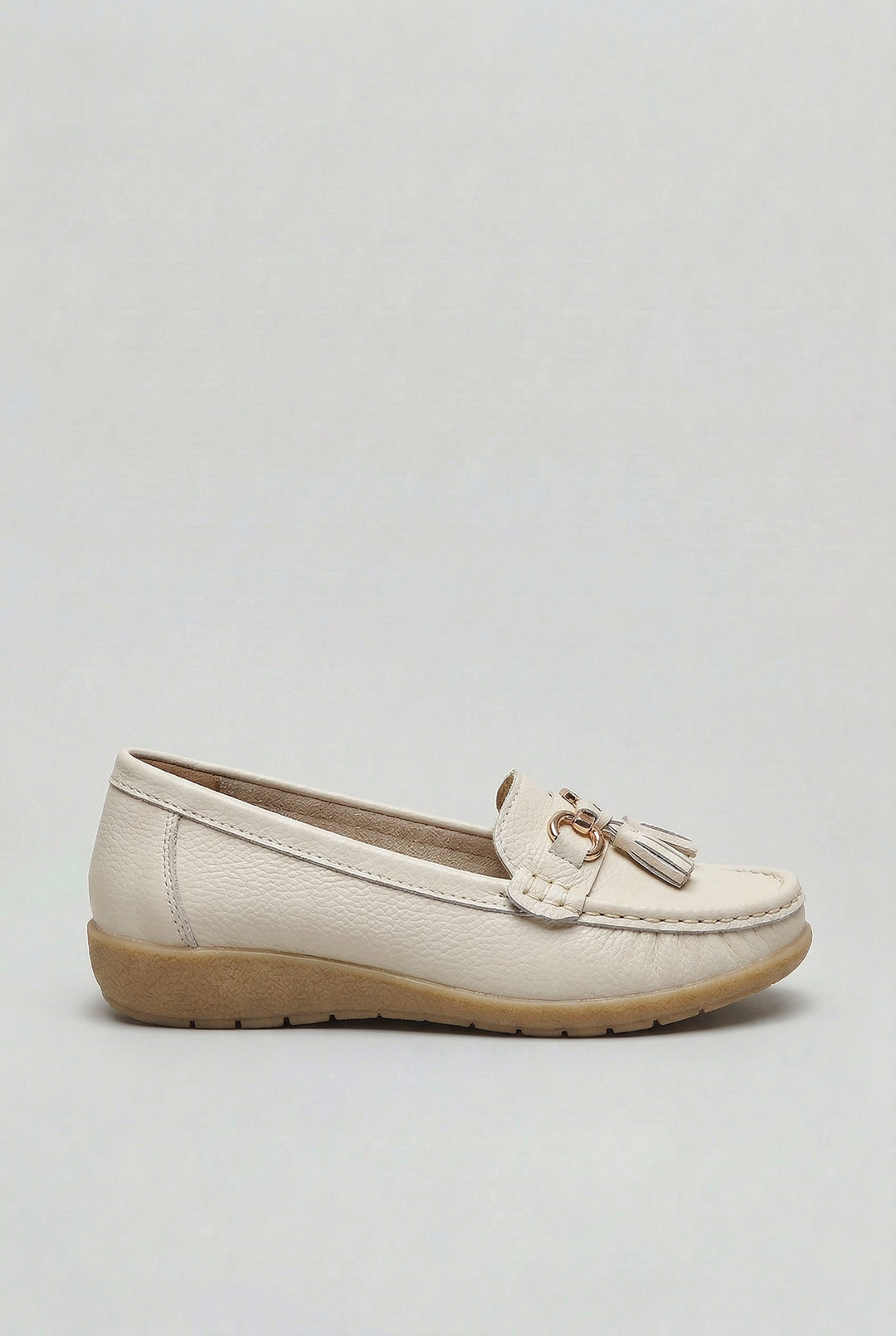 Dame loafers med kvast, moccasin-snit og lav kontrastfarvet sål