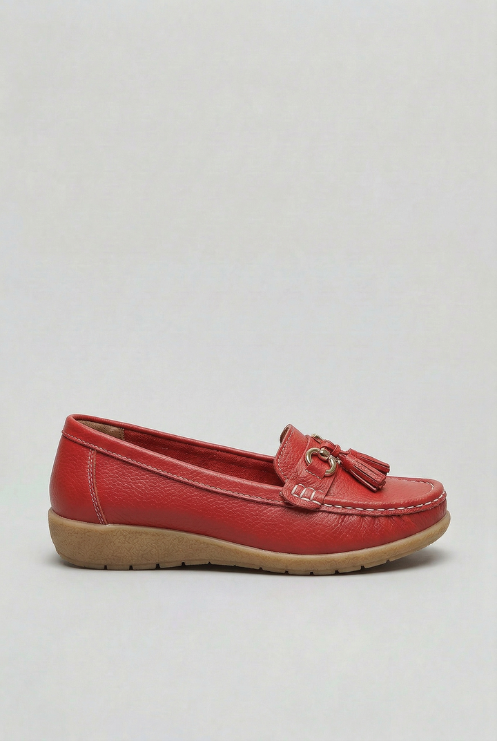 Dame loafers med kvast, moccasin-snit og lav kontrastfarvet sål