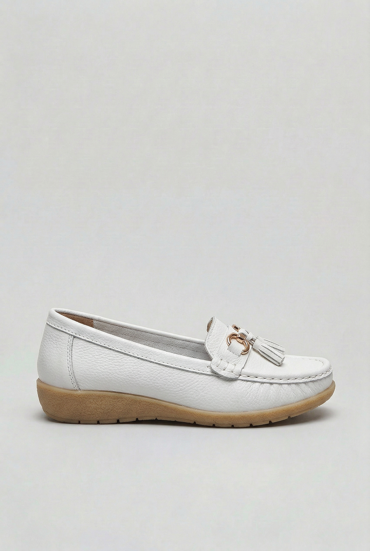 Dame loafers med kvast, moccasin-snit og lav kontrastfarvet sål
