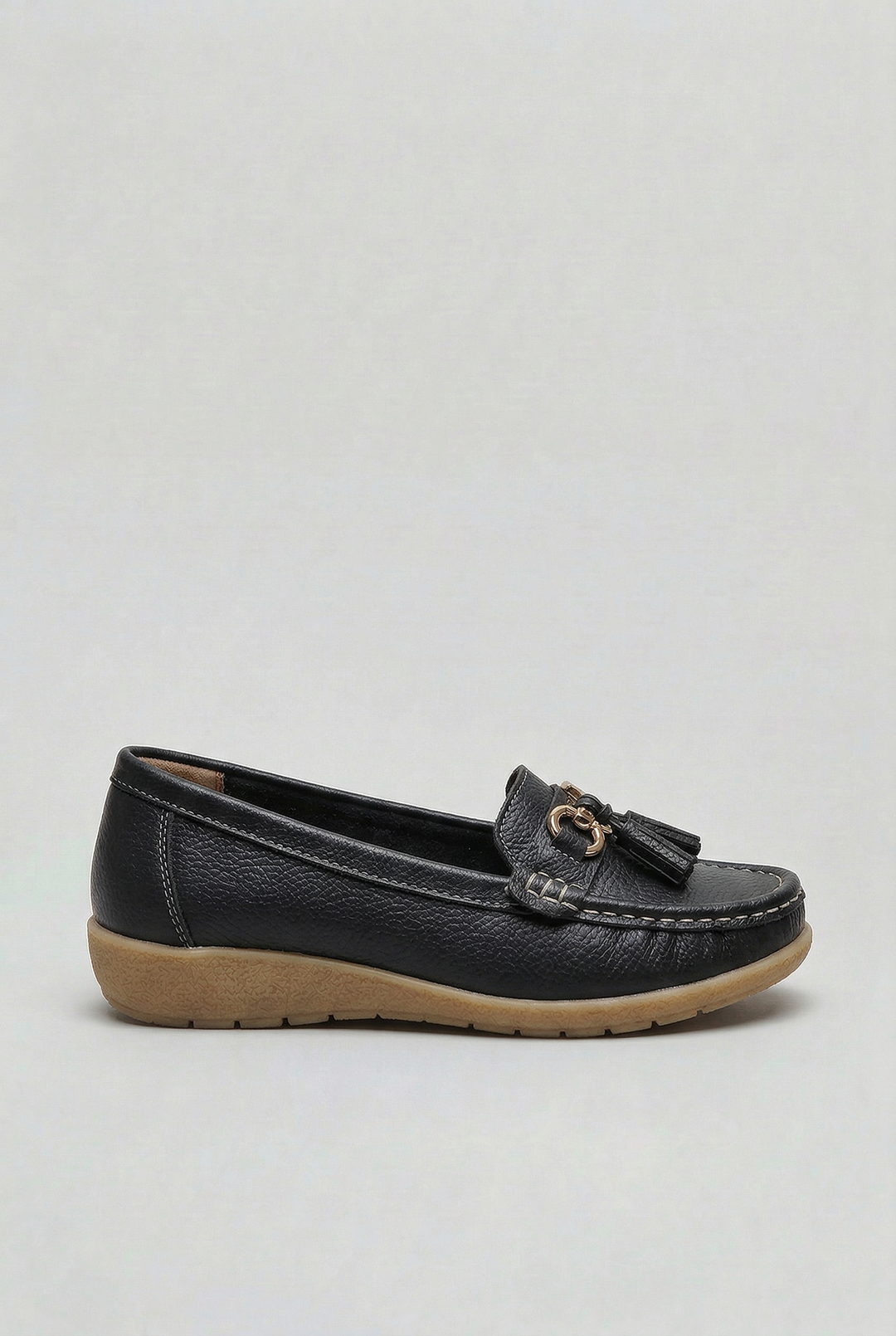 Dame loafers med kvast, moccasin-snit og lav kontrastfarvet sål