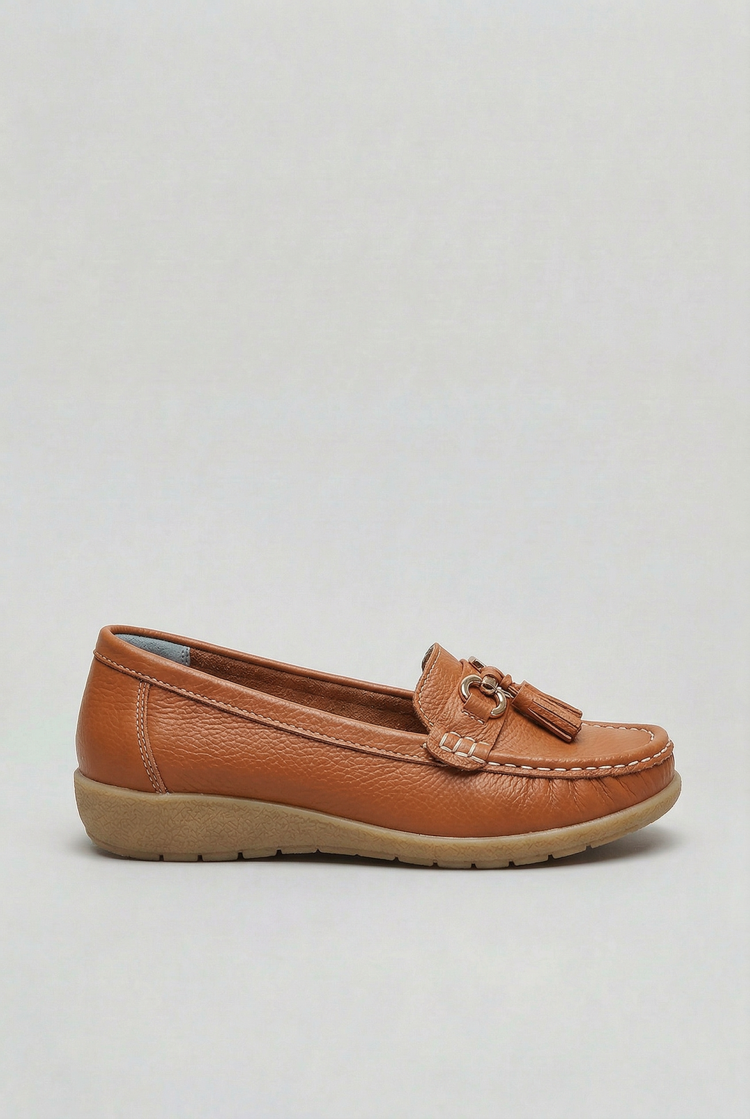 Dame loafers med kvast, moccasin-snit og lav kontrastfarvet sål