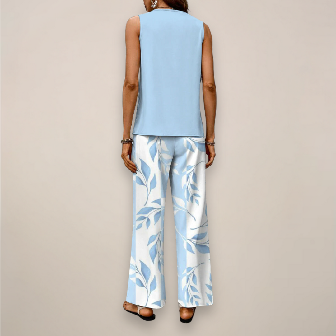 Women Spring Printed Wide-Leg Set
