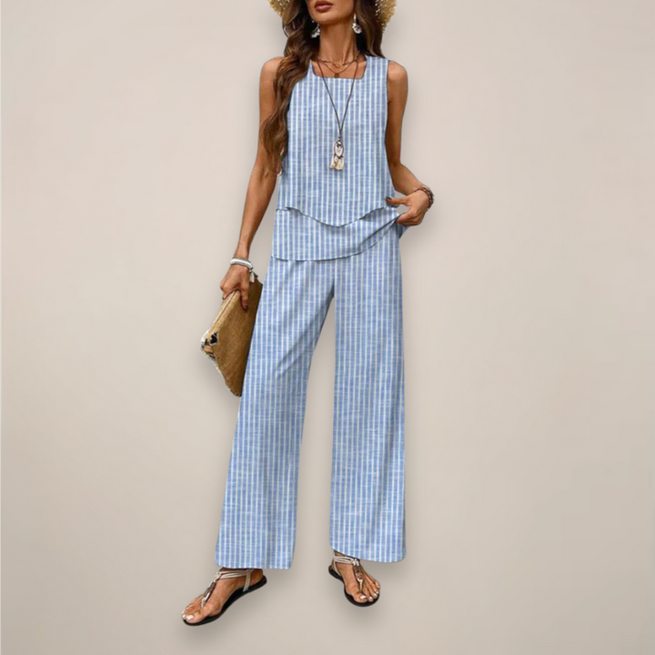 Women Spring Printed Wide-Leg Set