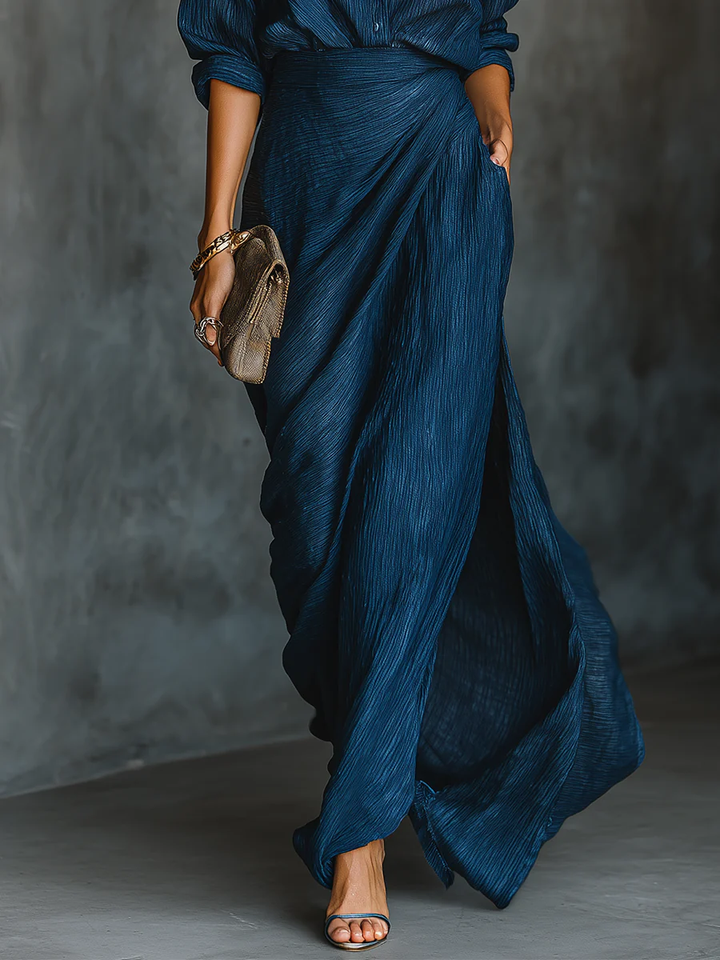 Women Elegant Shirt And Long Skirt Set