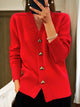 Cardigan da donna in maglia con bottoni a cuore, scollo a V e maniche lunghe