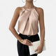 Women's Elegant Pleated Draped Satin Tank