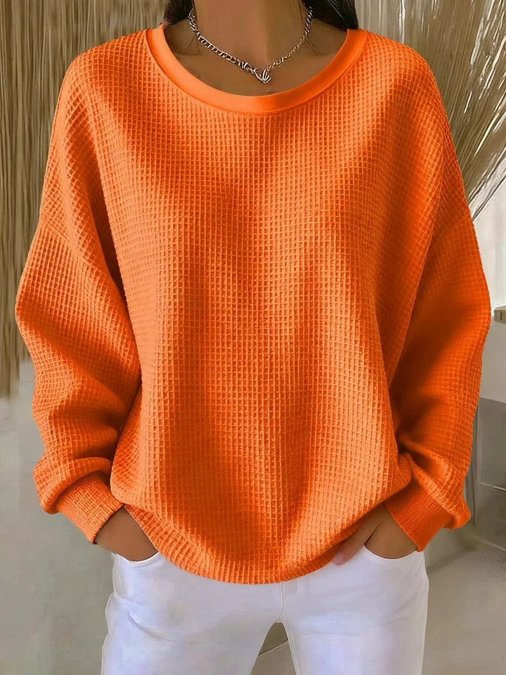 Damen Strickpullover mit Rundhalsausschnitt und Textur