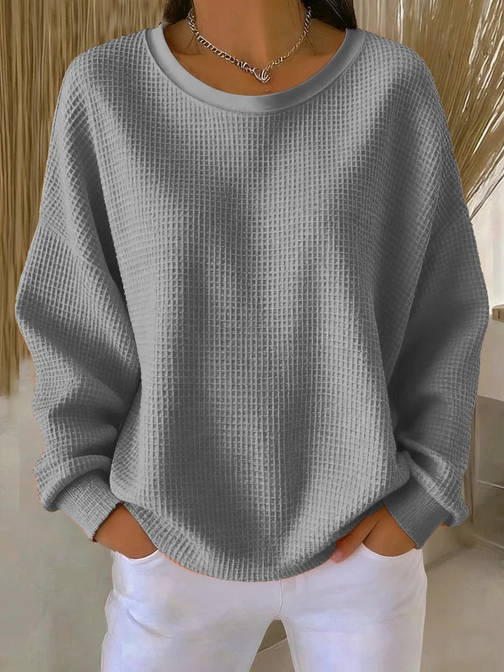Damen Strickpullover mit Rundhalsausschnitt und Textur