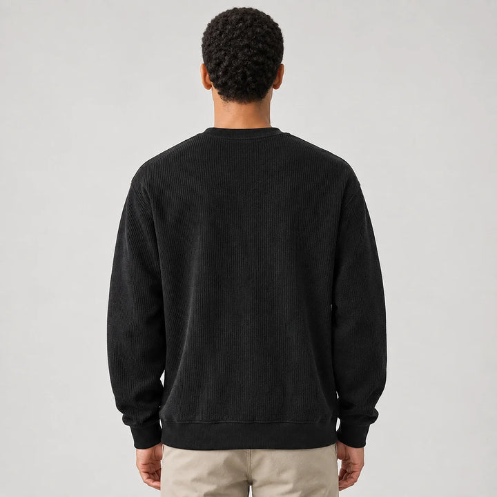 Langærmet sweatshirt med geometriske felter, rund hals og påsyede lommer