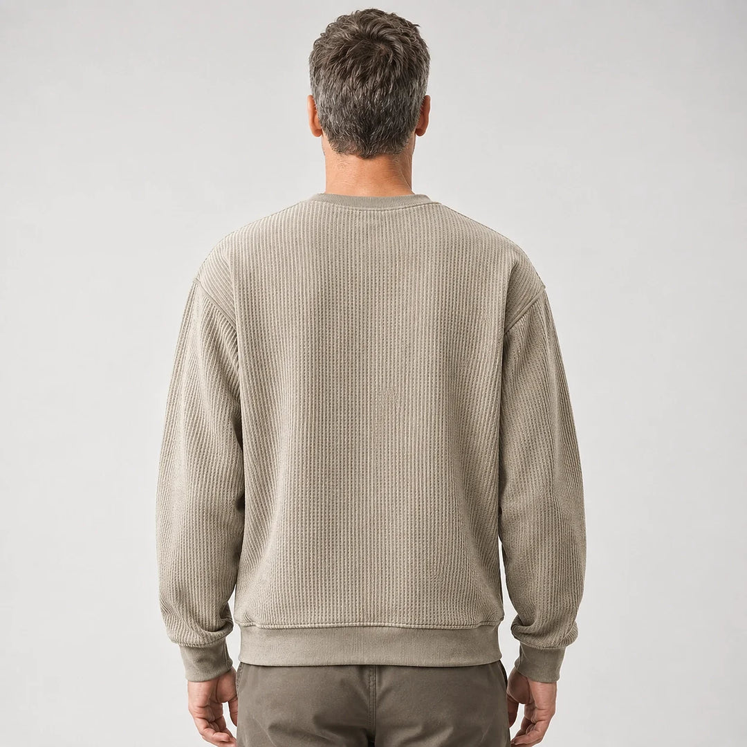 Langærmet sweatshirt med geometriske felter, rund hals og påsyede lommer