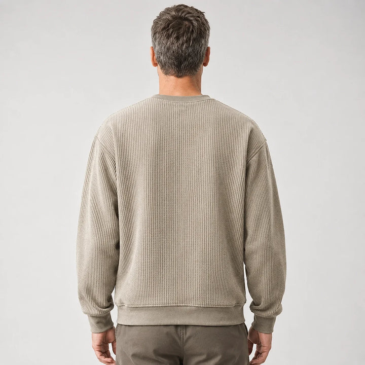 Langærmet sweatshirt med geometriske felter, rund hals og påsyede lommer