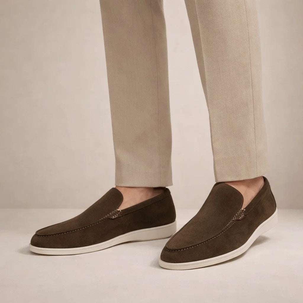 Herre loafers med mokkasinsøm og flad lys sål