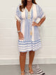 Boho Mini Dress V-Neck Tassel Print Short Sleeve Summer