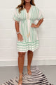 Boho Mini Dress V-Neck Tassel Print Short Sleeve Summer