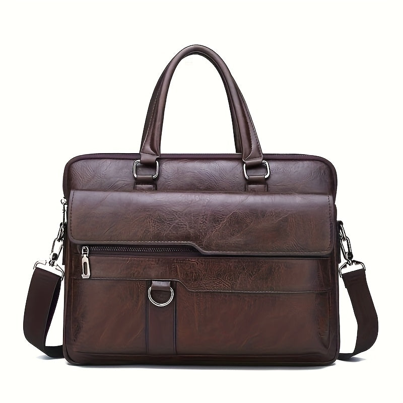 Men's Vintage Briefcase Bag – Distressed Leather Office Messenger