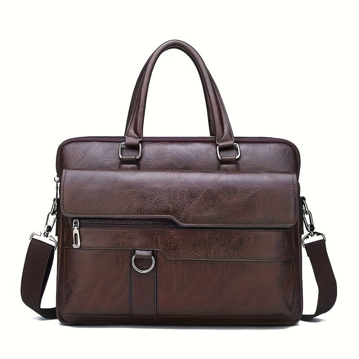 Men's Vintage Briefcase Bag – Distressed Leather Office Messenger