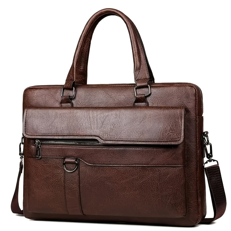 Men's Vintage Briefcase Bag – Distressed Leather Office Messenger – view 7