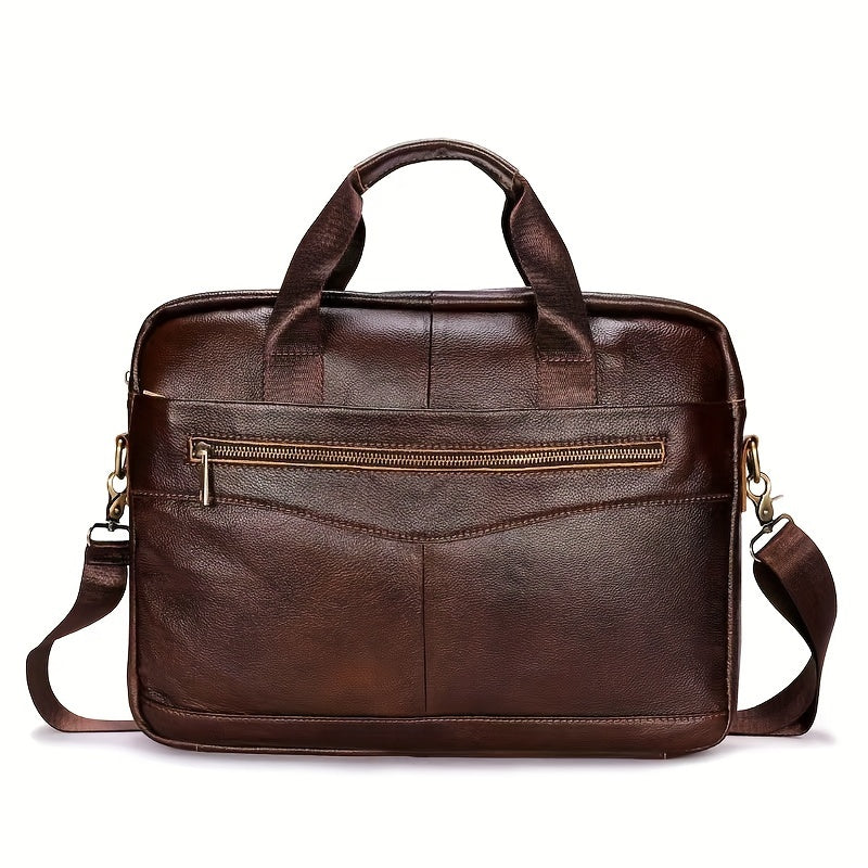 Men's Leather Laptop Briefcase – Vintage Office Messenger Bag – view 4
