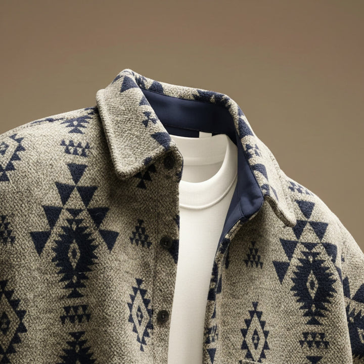 Herren Jacke mit geometrischem Muster und klassischem Kragen