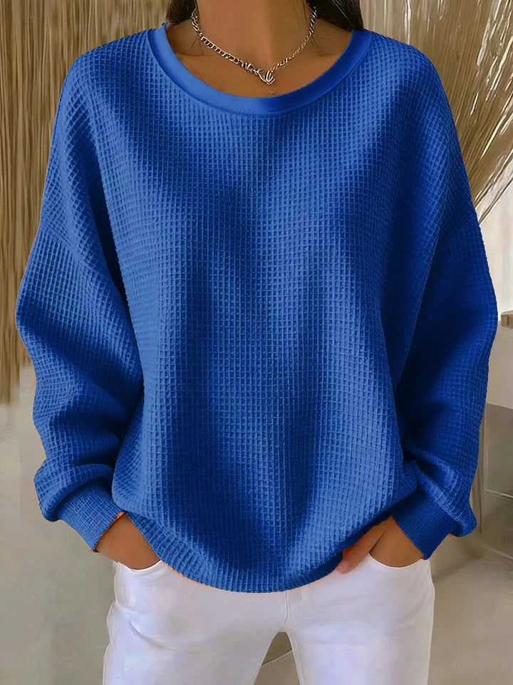 Damen Strickpullover mit Rundhalsausschnitt und Textur