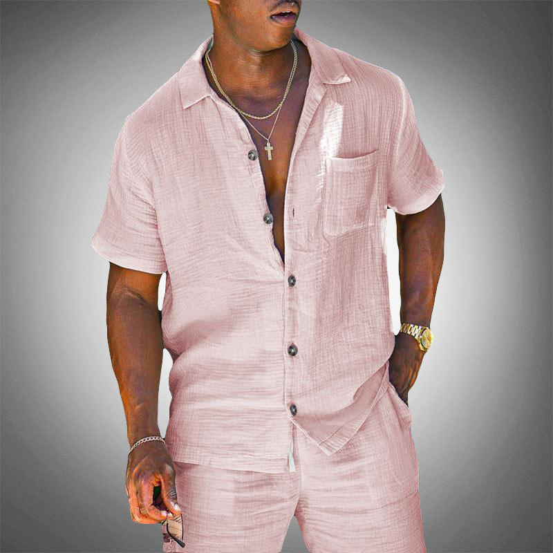 Elio | Men's Linen Two Piece Summer Set with Button Up Shirt and Shorts