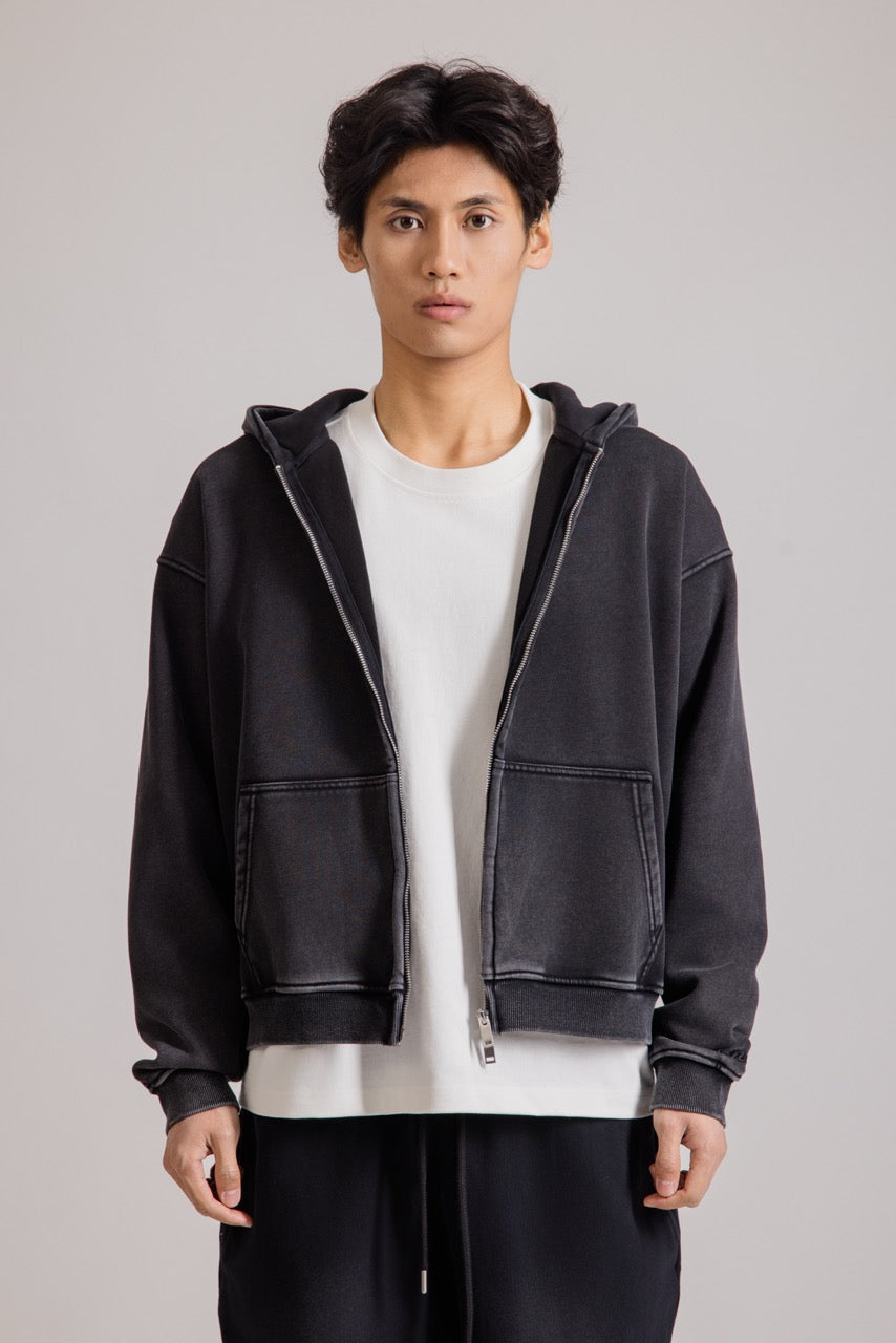 Herren Hoodie mit Reißverschluss und Kapuze in Schwarz