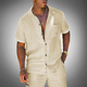 Elio | Men's Linen Two Piece Summer Set with Button Up Shirt and Shorts