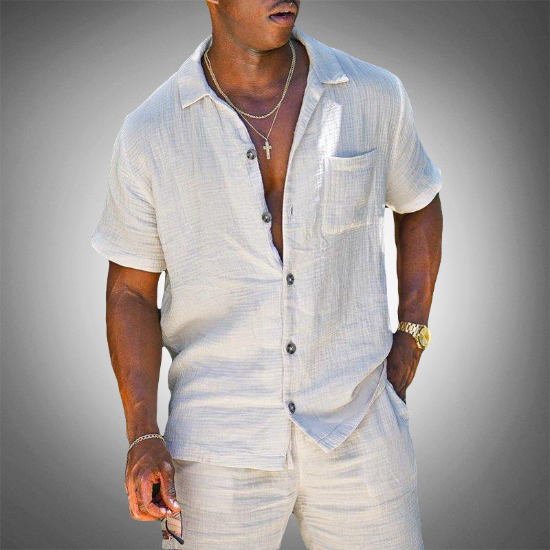 Marlon | Men's Linen Two Piece Set with Shirt and Shorts