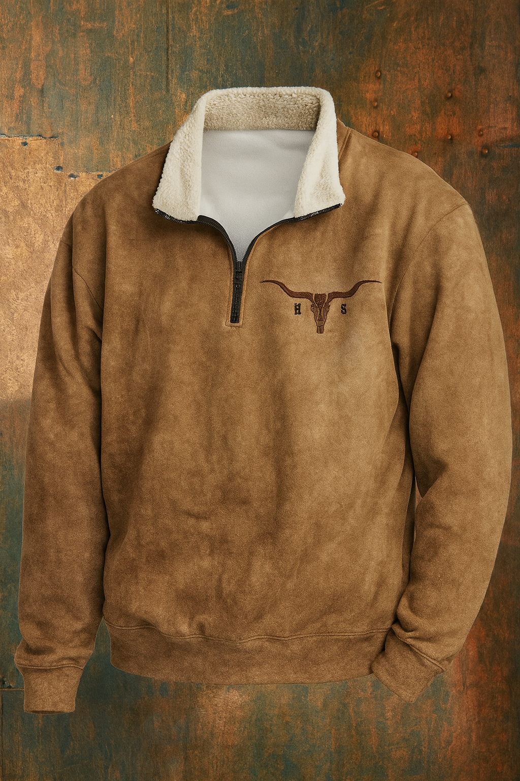 Herre sweatshirt med kvart lynlås og kængurulomme