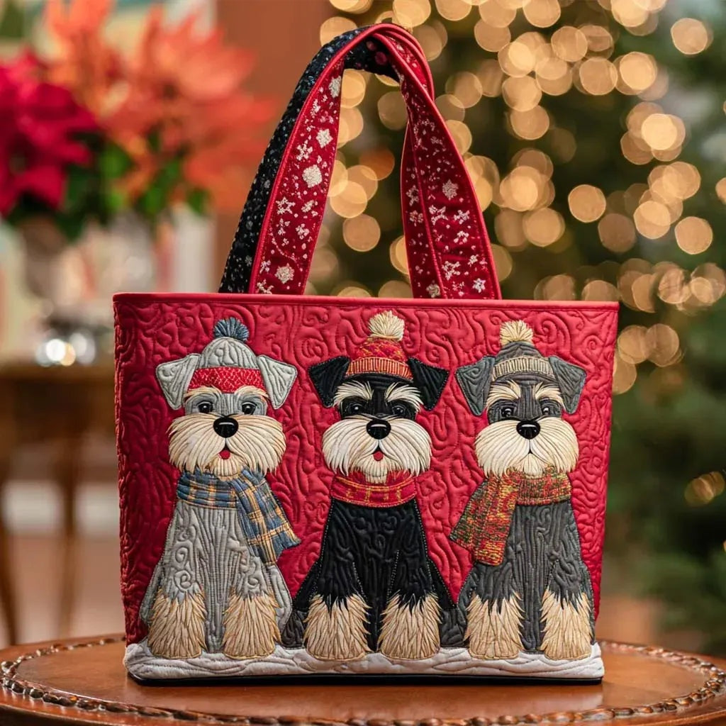 Quiltet shopper med dobbelt håndtag og dekorativt blomstret kunstmotiv