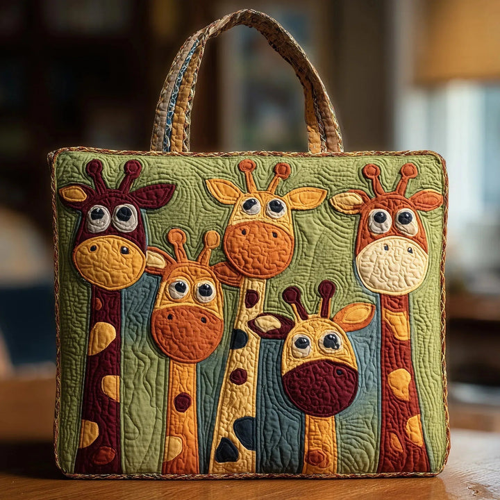 Quiltet shopper med dobbelt håndtag og dekorativt blomstret kunstmotiv