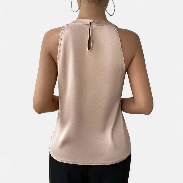 Women's Elegant Pleated Draped Satin Tank