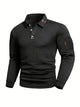 Langærmet herrepoloshirt med quiltet struktur, krave og lynlåslomme på ærmet