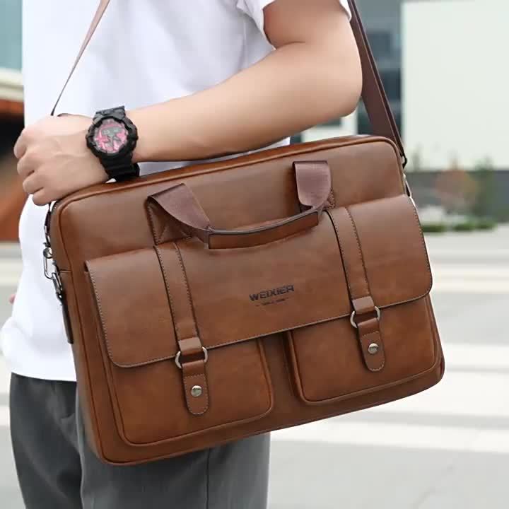 Men's Vintage Business Briefcase – Leather Laptop Bag for the Office – view 5