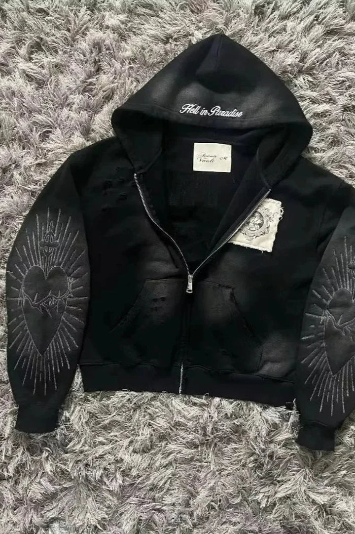 Unisex Hoodie mit Reißverschluss und grafischem Motiv