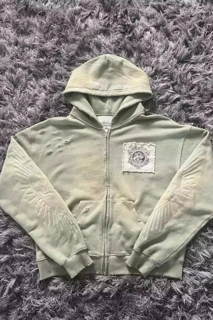 Unisex Hoodie mit Reißverschluss und grafischem Motiv