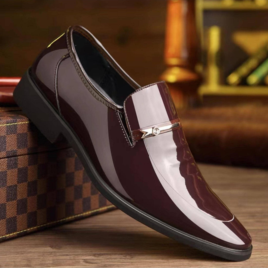 Men's Patent Leather Penny Loafers - Pointed Toe Slip-On