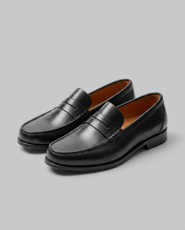 Klassiske herre loafers med moccasinsnit og lav hæl