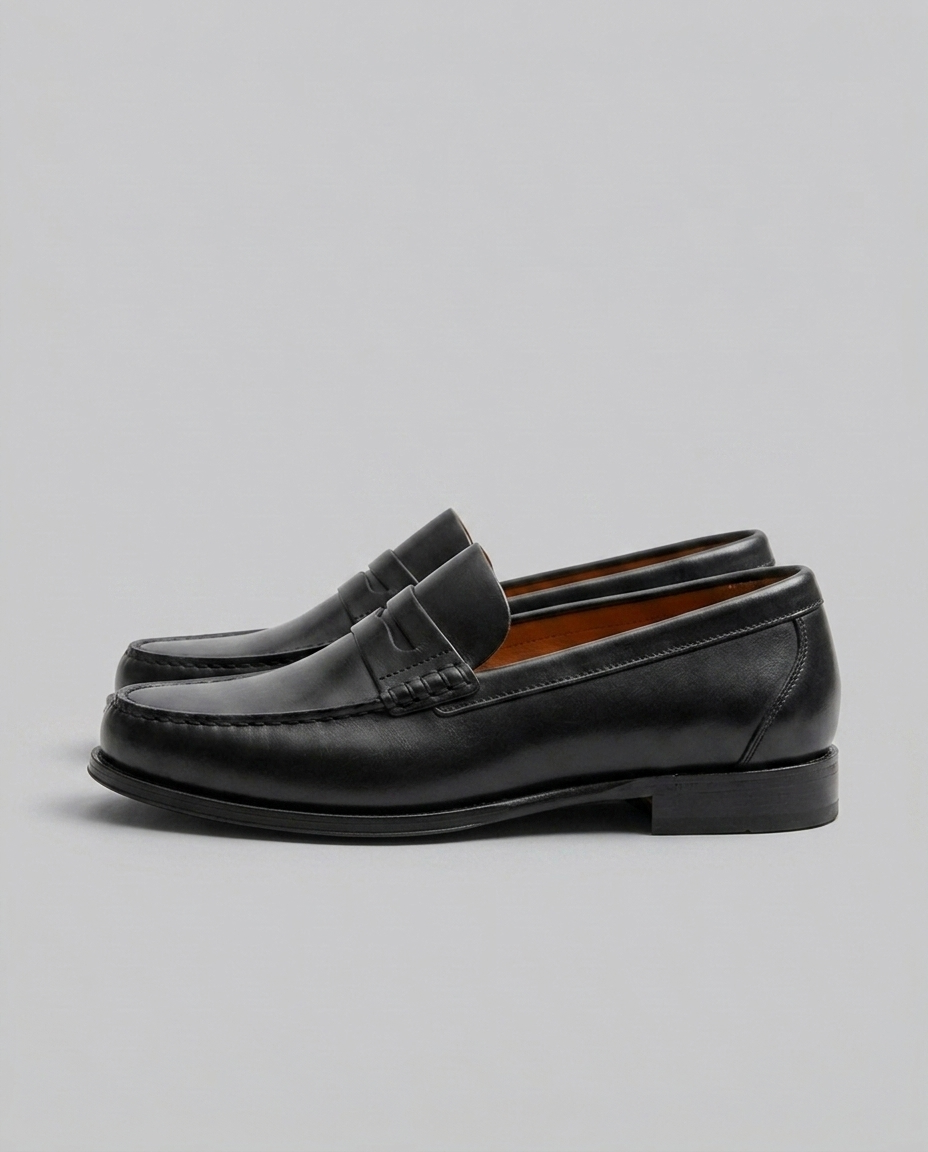 Klassiske herre loafers med moccasinsnit og lav hæl