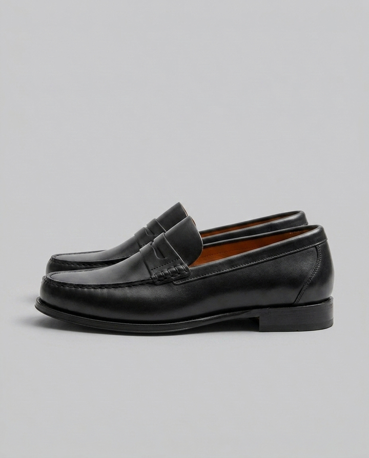 Klassiske herre loafers med moccasinsnit og lav hæl