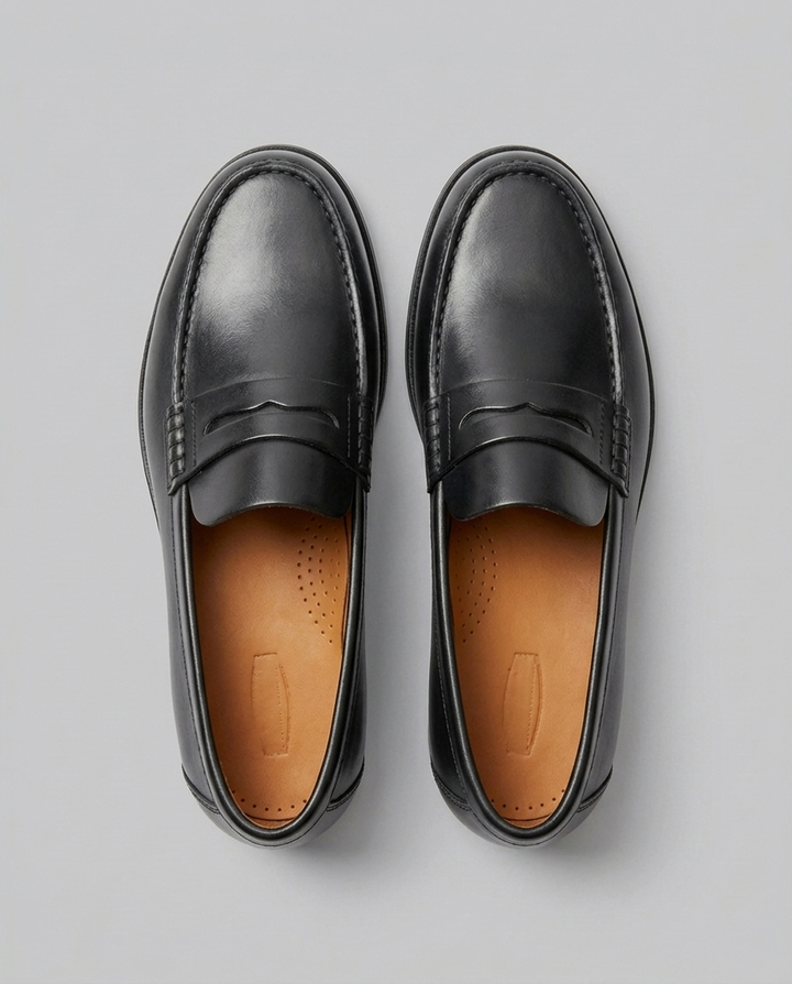 Klassiske herre loafers med moccasinsnit og lav hæl
