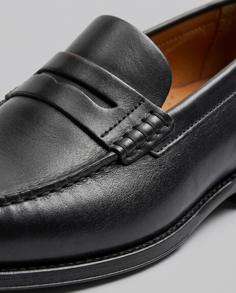 Klassiske herre loafers med moccasinsnit og lav hæl