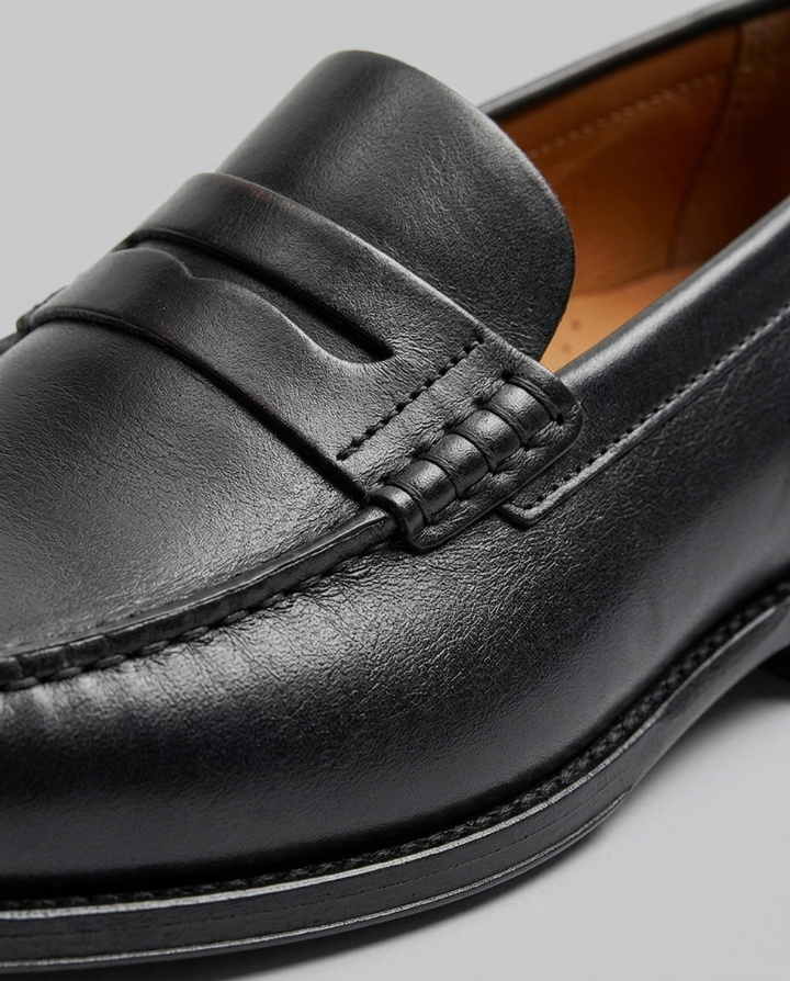 Klassiske herre loafers med moccasinsnit og lav hæl