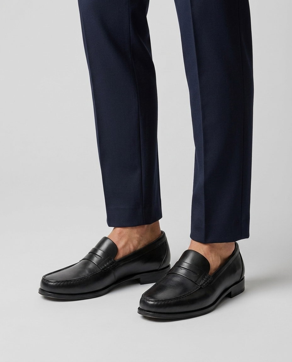 Klassiske herre loafers med moccasinsnit og lav hæl